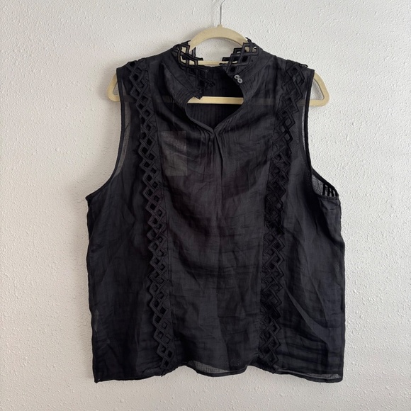 NWT FRAME Embroidered High Neck Sleeveless Top In Black Size XL - Picture 4 of 6